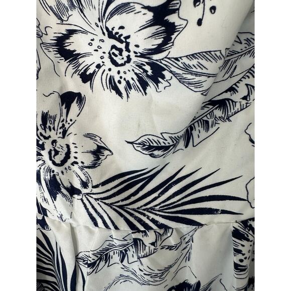Lulus Dress‎ Blue White Tropical Sunshine White Floral Print Tiered Midi Large - Picture 9 of 16